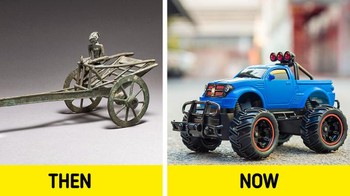 Mainan mobil zaman dulu dan sekarang. Foto: Brightside