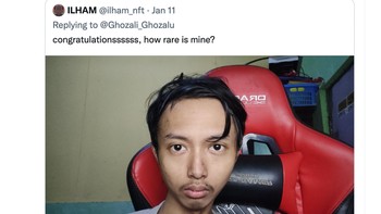 Koleksi NFT Ghozali Everyday termurah dijual seharga 0,28 ETH atau kisaran Rp 13,5 juta. Dengan total 932 koleksi, maka bisnis NFT milik Ghozali bernilai hampir Rp 12,6 miliar. (Foto: Twitter)