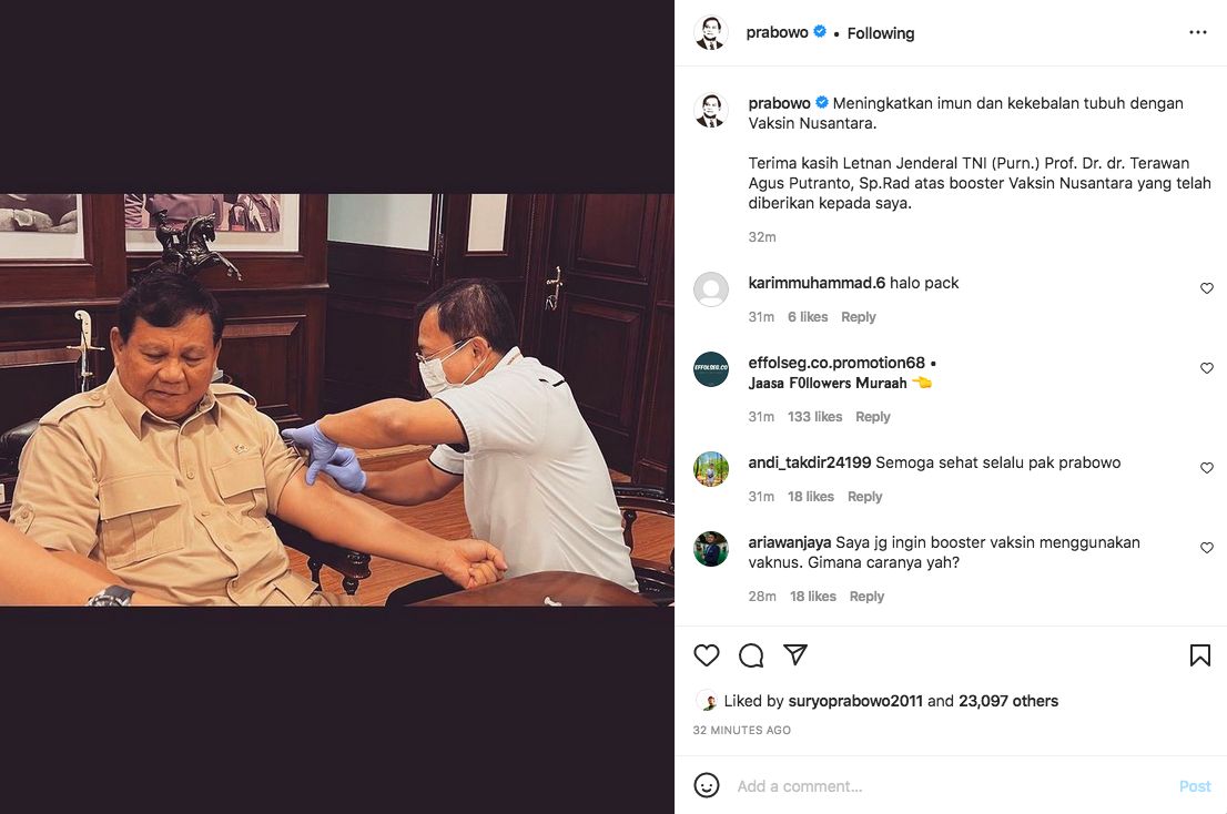 Prabowo Subianto dan Terawan Agus Putranto