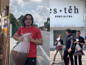 Viral di Malaysia, Para Pria Minum Es Teh dalam Kantong Plastik Segede Gaban