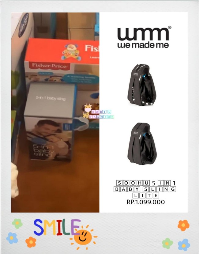 Selanjutnya ada Baby Sling yang bisa digunakan untuk menggendong baby Leslar. Soohu 5 in 1 Baby Sling Lite yang berwarna hitam itu dibanderol dengan harga sekitar Rp 1 juta. Foto: Instagram/@leslaralfatih.fashion