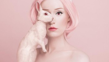 Imut kelinci dengan warna pink. Foto: Instagram/floraborsiofficial