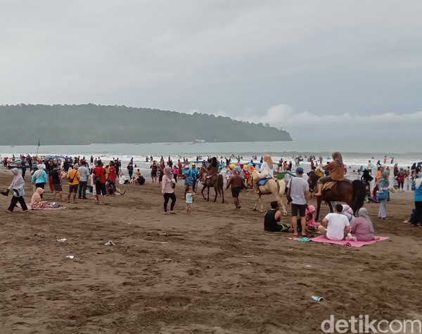 Gempa Banten berkekuatan M 6,7 sempat membuat aktivitas berenang, berkuda, dan wide game yang diikuti sejumlah wisatawan terhenti. (Aldi Nur Fadillah/detikcom)