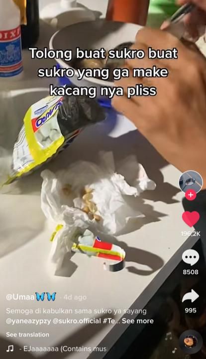 Punya Selera Unik, Pria Ini Makan Sukro Tanpa Kacang!