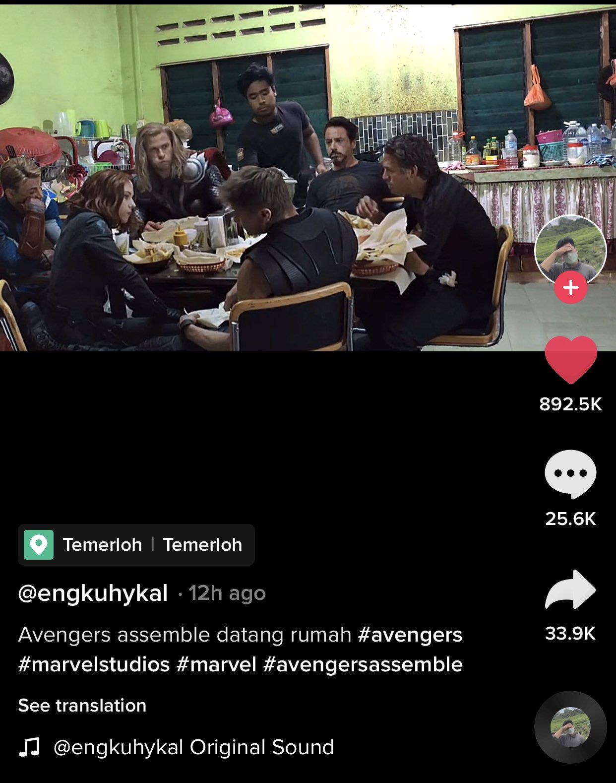 Wow! Editan Anggota Avengers Makan di Rumah Warga Ini Ditonton 16 Juta Kali