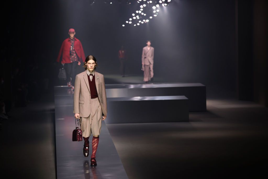 MILAN, ITALY - JANUARY 15: Models walk the runway at the Fendi fashion show during the Milan Men's Fashion Week - Fall/Winter 2022/2023 on January 15, 2022 in Milan, Italy. (Photo by Vittorio Zunino Celotto/Getty Images)