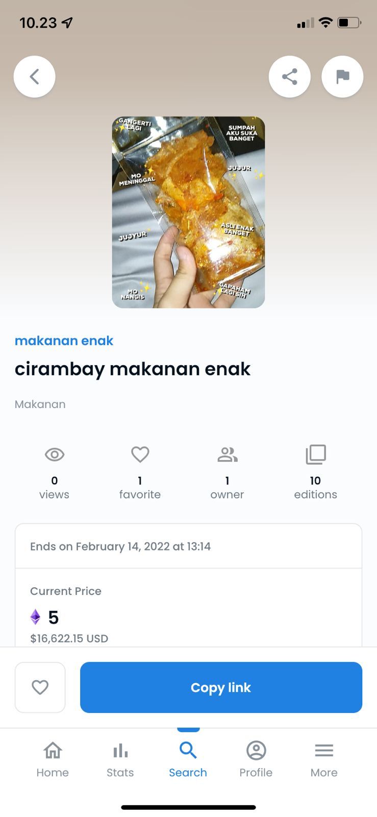 Jual foto makanan di NFT