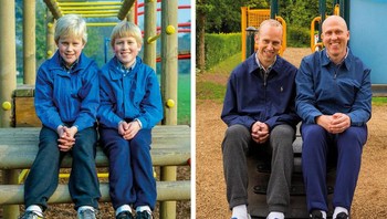 Sohib dari kecil Colin dan Richard, foto dari tahun 1987 dan 2021. Foto: Brightside