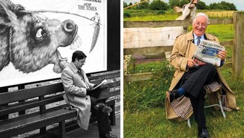 Bernard, sang pria gaya foto dan coat yang sama di tahun 1981 & 2021.  Foto: Brightside