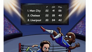 Dengan kekalahan semalam, selisih poin City dengan Chelsea adalah 13, sangat besar. Foto: Twitter