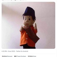 Siapa sih yang nggak kenal sama boneka yang satu ini? Sudah ada banyak pabrik loh yang dikunjungi oleh Unyil. Gak heran kalo Unyil disebut spirit doll penglaris pabrik Foto: Twitter