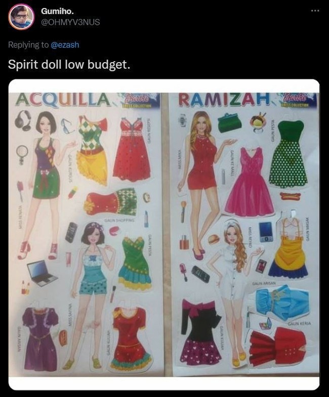 Ini sih namanya sticker, bukan spirit doll. Nggak heran juga kalau harganya murah deh.. Mungkin ini yang dinamakan spirit doll versi low budget. Foto: Twitter