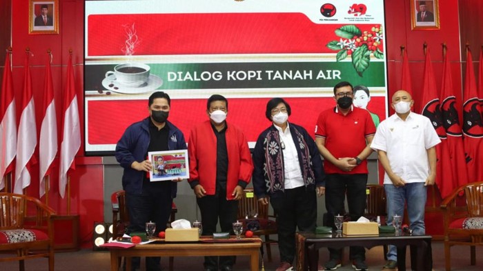 PDIP menggelar diskusi bareng Menteri BUMN Erick Thohir, Menteri Koperasi-UKM Teten Masduki, hingga Menteri KLHK Siti Nurbaya