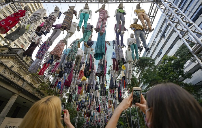 Virus Outbreak Brazil Art An installation by Brazilian artist Siron Franco titled