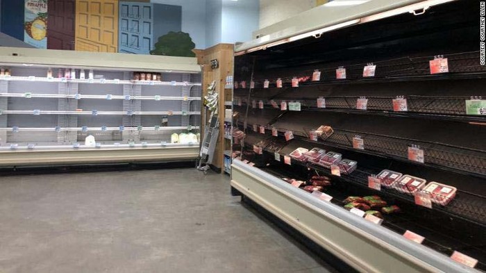 ALEXANDRIA, VA - JANUARY 9: View of empty shelves at a local Giant supermarket as the omicron covid variant causes widespread supply chain delays resulting in empty shelves in many food markets on January 9, 2022 in Alexandria, Virginia. Credit: mpi34/MwdiaPunch /IPX