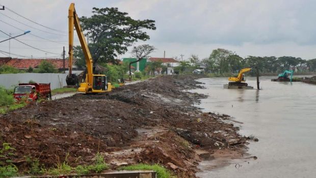 Kondisi genangan air di Kota Pekalongan, Rabu (19/1/2022) siang.