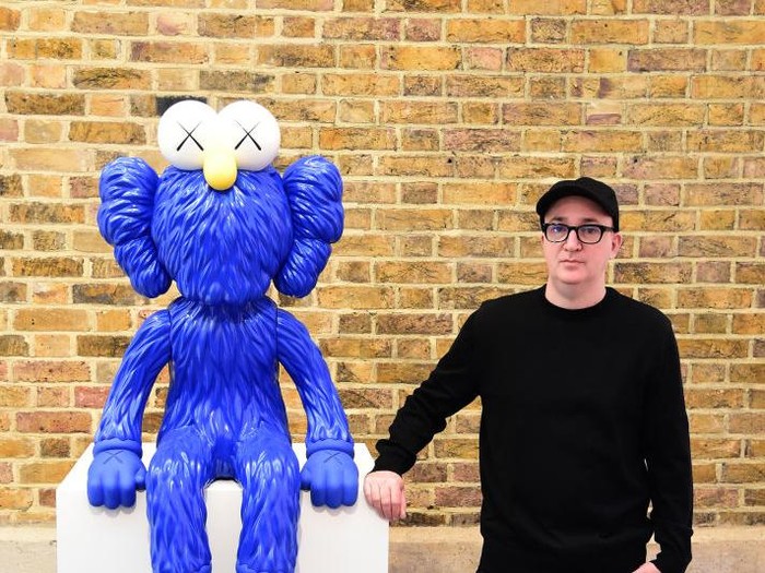LONDON, ENGLAND - JANUARY 18: A general view of the New Fiction Exhibition showcasing paintings and sculptures by artist and designer KAWS at Serpentine North on January 18, 2022 in London, England. (Photo by Eamonn M. McCormack/Getty Images)