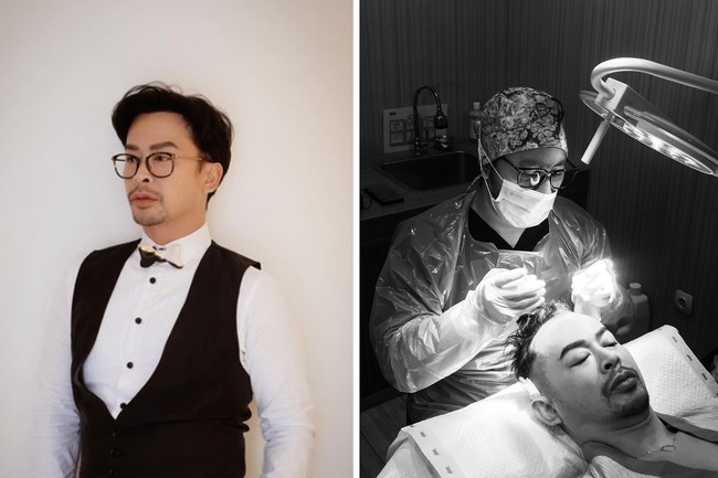 Dave Hendrik menjalani hair transplantasi pada tahun 2020. Tidak seperti artis Tanah Air kebanyakan yang melakukannya di Turki, presenter 44 tahun itu melakukan perawatan tersebut di Jakarta. Kini terlihat rambut Dave Hendrik lebih tebal dari sebelumnya. Foto: Dok. Instagram, Youtube