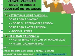Woro-woro, Lur! Jadwal Vaksinasi Booster Lansia di Sleman