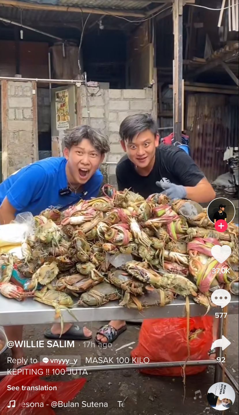 TikToker Ini Borong 100 Kg Kepiting hingga 1 Minimarket Demi Tujuan Mulia