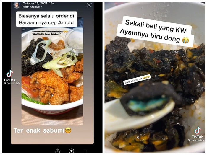 Ayam KW Warna Biru Zonk! Ayam Goreng dari Restoran KW ini Berwarna Biru