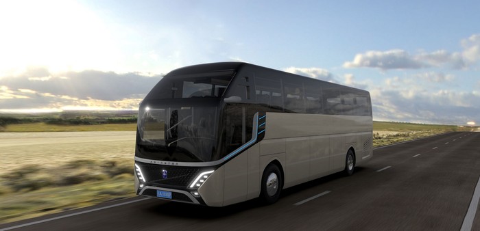 Bus pariwisata Asiastar X9-3 hasil kerja sama perusahaan China dengan Pininfarina (Italia)