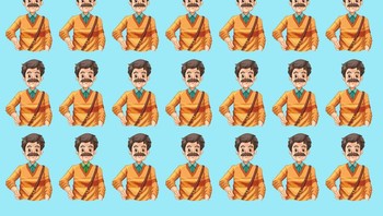 Bisa temukan warna yang beda dari gambar pria ini. Foto: Depositphotos