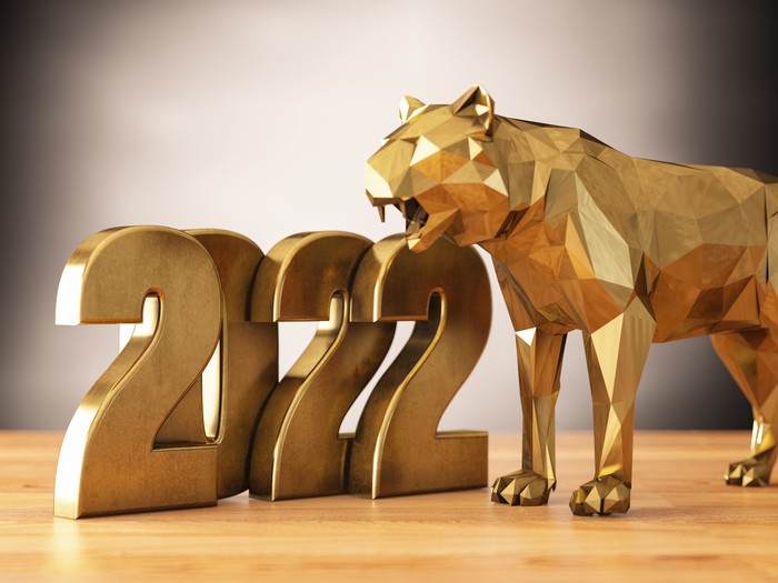 Ramalan shio 2022 2022 Chinese Year of Tiger Concept. 3d Render