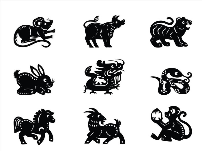 12 Chinese zodiac animals are used to represent years of the lunar calendar, in order are: rat, ox, tiger, rabbit, dragon, snake, horse, goat, monkey, rooster, dog and pig.