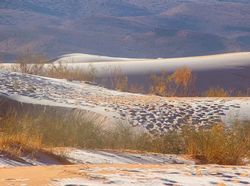 Cantiknya Salju Langka Selimuti Gurun Sahara