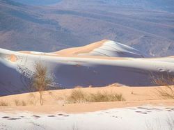 Cantiknya Salju Langka Selimuti Gurun Sahara