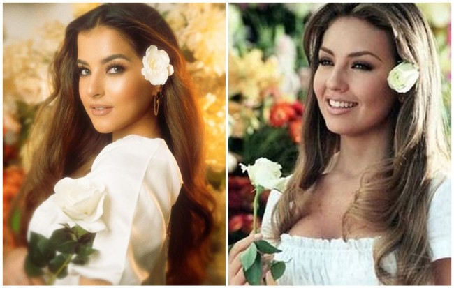 Kalau yang satu ini saat Tasya Farasya berdandan ala Thalia saat membintangi telenovela Rosalinda. Dengan makeup bernuansa nude, dress putih, dan rambut panjang terurai, penampilan Tasya Farasya bak pinang di belah dua dengan Thalia. Tak lupa Tasya pun menambahkan setangkai bunga mawar putih di telinganya. Foto: Instagram