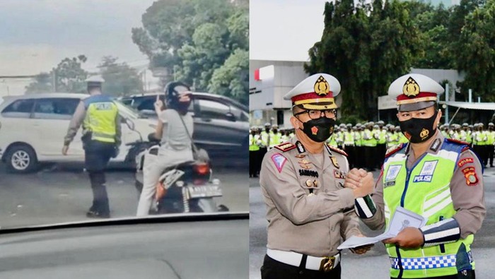Polantas sabar diacungkan jari tengah oleh pemotor tak berhelm di Jaktim diganjar penghargaan