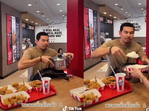 KFC Thailand Tak Punya Menu Nasi, Orang Ini Sembunyikan Sepanci Nasi dalam Tas