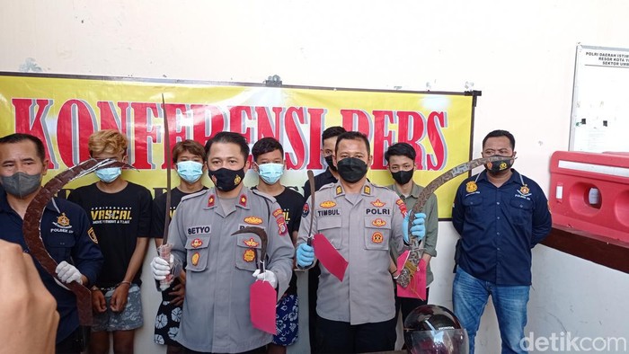 Jumpa pers kasus klithih di Polsek Umbulharjo, Senin (24/1/2022).