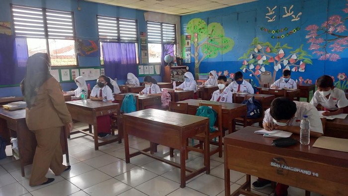 Suasana PTM di SDN 14 Tangerang (Foto: Khairul/detikcom)