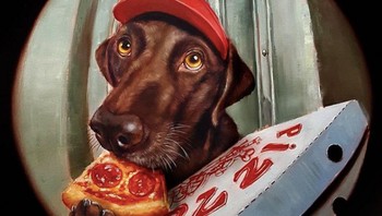 Anjing pengantar pizza. Foto: Instagram/luciaheffernan