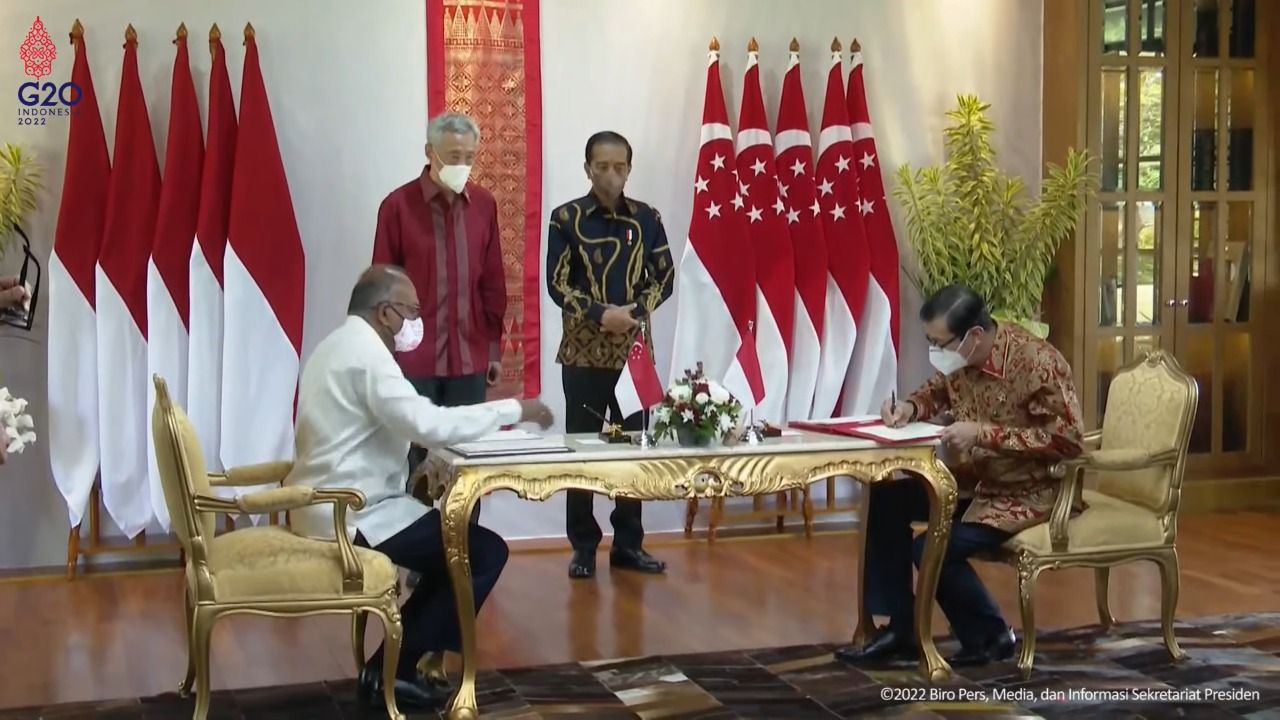 RI dan Singapura meneken perjanjian ekstradisi, 25 Januari 2022. (Dok Sekretariat Presiden RI)