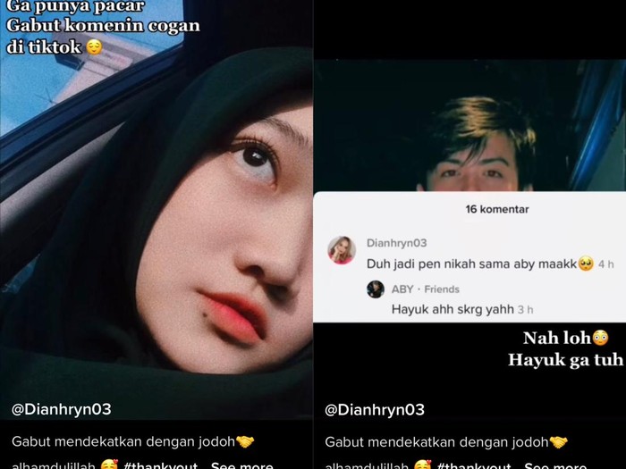 viral pasangan Dian Haryani dan Abi Rahmat Rizki lanjut pelaminan. Berawal dari kolom komentar TikTok, pasangan Dian Haryani dan Abi Rahmat Rizki lanjut pelaminan. Kisah cintanya viral di media sosial.