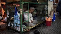 Seorang warga duduk di dalam tempat tinggalnya yang berbentuk seperti kerangkeng di Hong Kong pada 27 November 2010 silam.