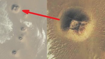 Gambar dari Google Earth ini tampak seperti anomali yang dinilai sebagian orang sebagai piramid yang belum tergali. Gambar semacam ini cukup banyak ditemukan di area Mesir.  Foto: Google Earth