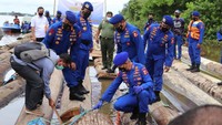 Polisi Amankan 1.000 Kayu Ilegal di Perairan Sungai Belayan Kaltim