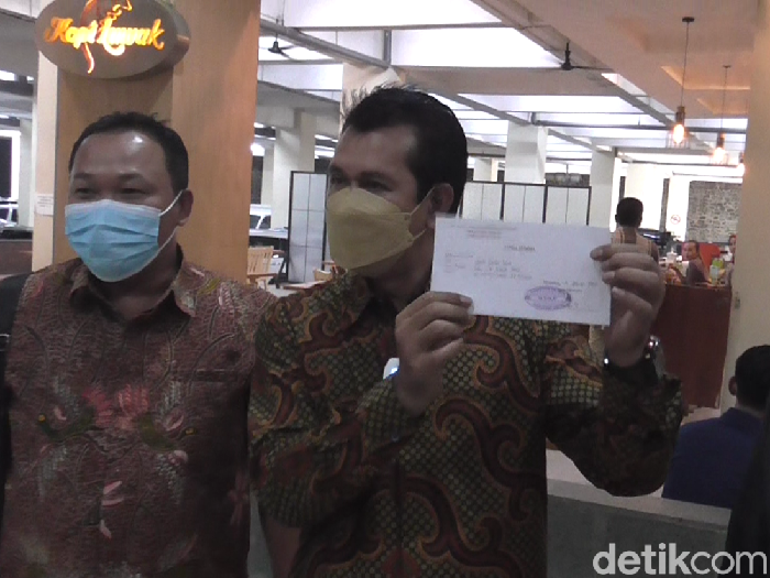 Sekretaris DPD Gerindra Jateng, Sriyanto Saputro, di Polda Jateng, Rabu (26/1/2022).