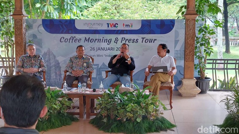 Preskon restorasi dan revitalisasi TMII, Rabu (26/1/2022).
