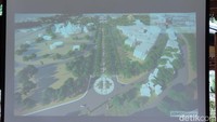 Gambaran visual akses masuk dari jalan utama yang memanjang tanpa sekat ke Tugu Api (Randy/detikTravel)