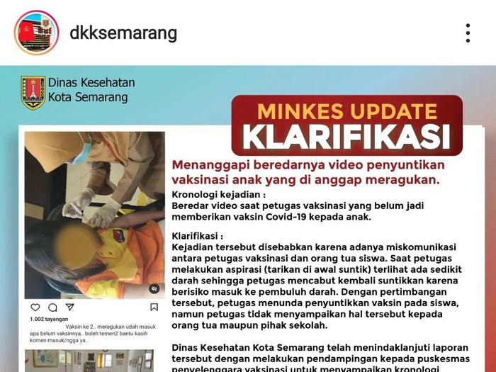 Video nakes tarik jarum suntik sebelum masukkan vaksin, Semarang, Rabu (26/1/2022).
