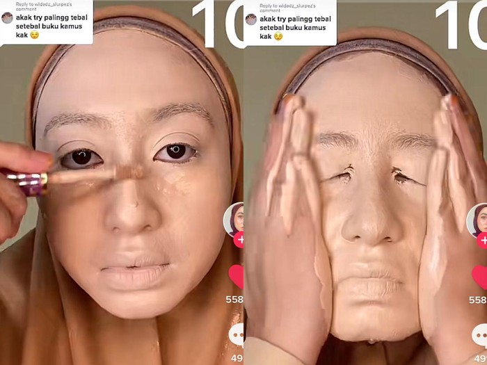 Viral makeup 10 lapis mulai dari foundation, eyeshadow hingga contour bikin warganet terkejut.