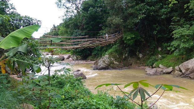 Para petani di Kampung Cinangga Lebak, Desa Bayah Timur, Kabupaten Lebak, harus bertarung nyawa ketika mengangkut hasil panen. Pasalnya, para petani harus melewati jembatan gantung Leuwi Renghas yang kondisinya sangat memprihatikan.