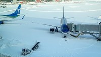 Badai besar membawa cuaca musim dingin melintasi Istanbul, menutupi kota dengan hujan salju lebat dan menyebabkan penutupan Bandara Istanbul pada 24 dan 25 Januari. (Getty Images/Chris McGrath)