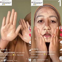 Cik Peoh menggunakan makeup 10 lapis untuk menjawab tantangan warganet yang memintanya menggunakan makeup tebal. Ia pun melakukan tantangan tersebut untuk membuktikan makeup tebal hasilnya bisa memuaskan. Foto: Dok. Tangkapan layar akun TikTok @cikpeohh_.
